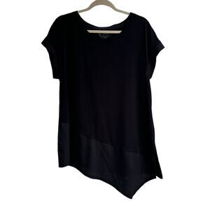 Chicos Top Womens Size 2 Black Short Sleeve Sheer Detail Flowy